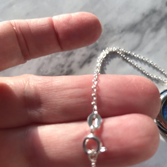 Gemstone necklace white gold with 925 Silver chain - Picture 8 of 9